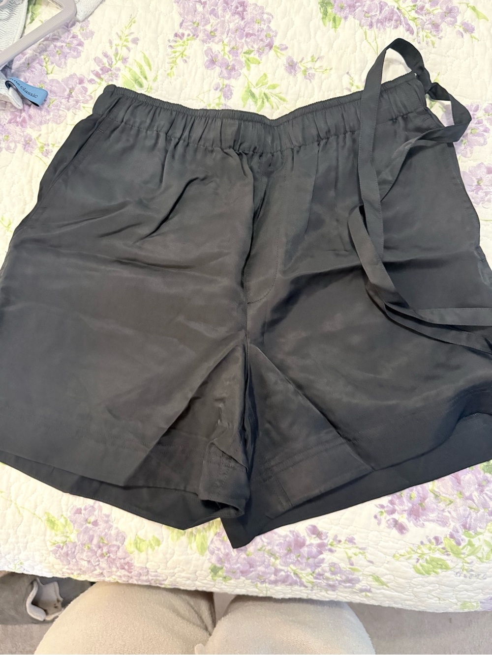 Helmut Lang satin shorts with tie detail